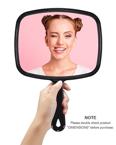 Miniatura 3 de PROTECLE Espejo de mano grande espejo de mano de peluquería de peluquería de salón con asa negro cuadrado de 103 x 74 pulgadas
