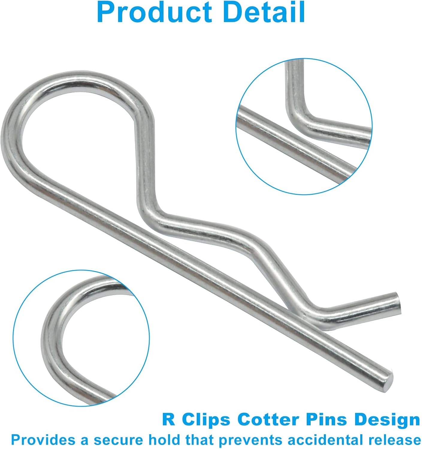 R Clips Hitch Pins, M3.5 x 75mm, 10 Pcs