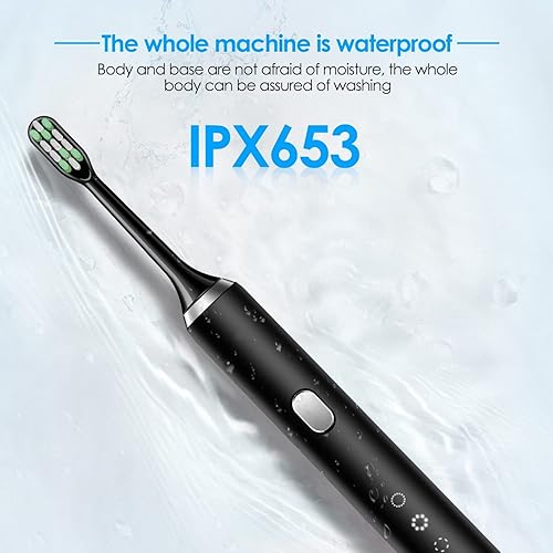 Miniatura 6 de Munyday Cepillo de dientes eléctrico sónico para blanquear recargable con 4 cabezales de cepillo Dupont, cepillo de dientes ultrasónico impermeable
