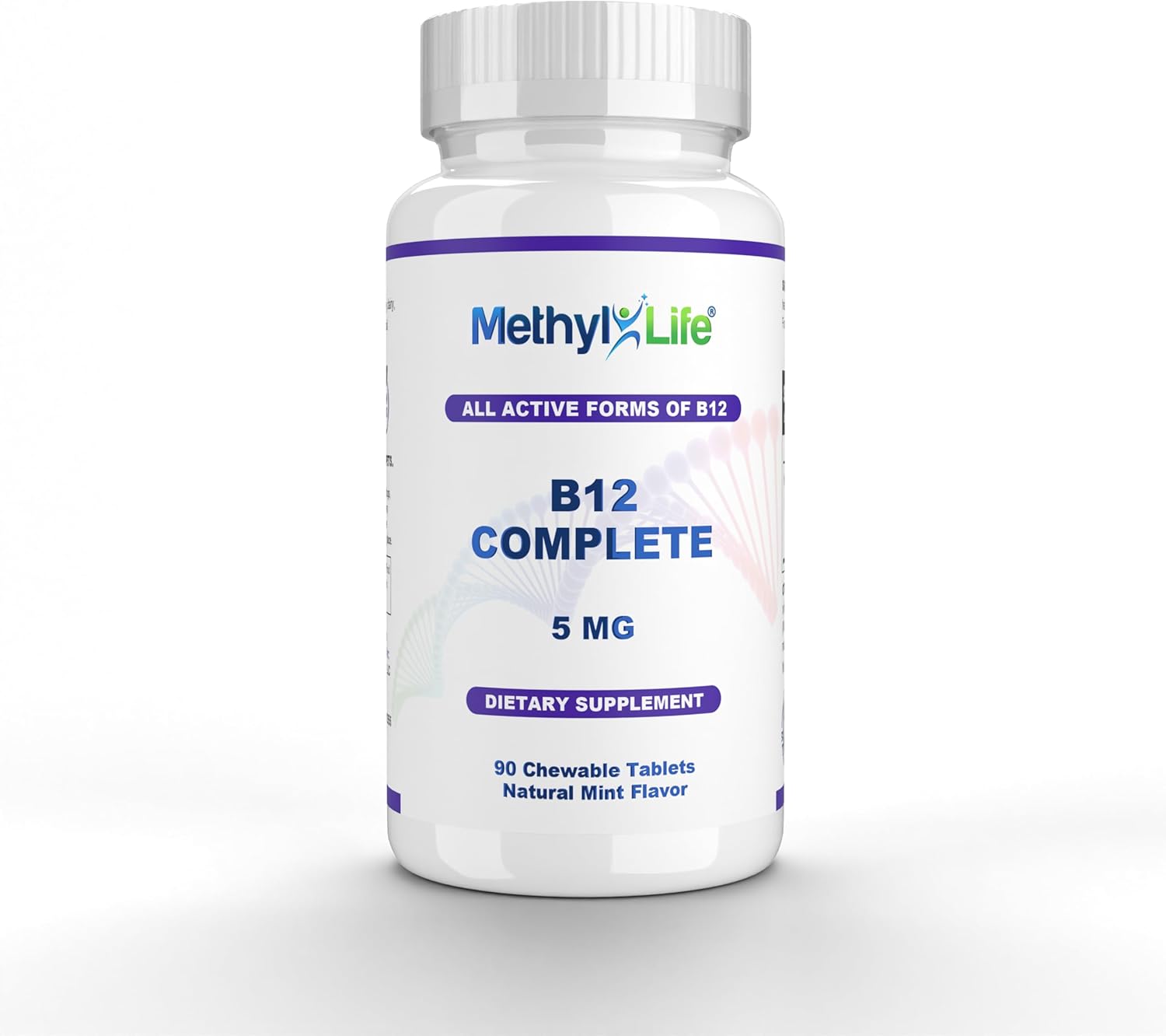 Methyl-Life® B12 Complete – 5000 mcg Methylcobalamin + Hydroxy B12 + Adenosylcobalamin | Vegan, Non-GMO, Gluten-Free | 90 Chewable Tablets