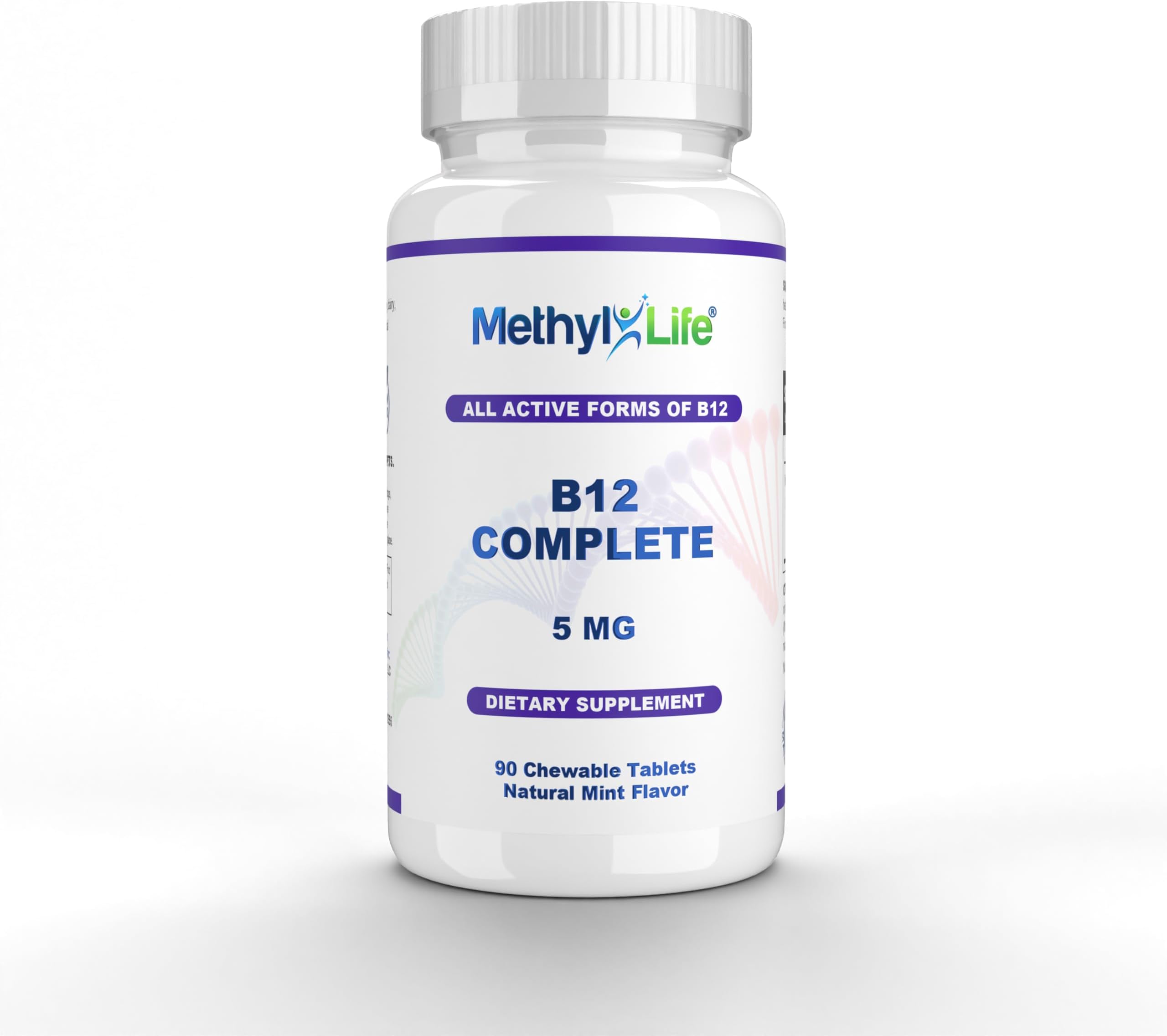 Methyl-Life® B12 Complete – 5000 mcg Methylcobalamin + Hydroxy B12 + Adenosylcobalamin | Vegan, Non-GMO, Gluten-Free | 90 Chewable Tablets