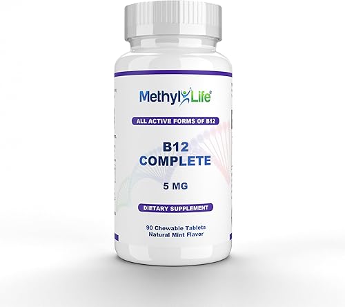 Methyl-Life B12 Complete – 5000 mcg de metilcobalamina + hidroxi B12 + adenosilcobalamina | Vegano, sin OMG, sin gluten | 90 tabletas masticables