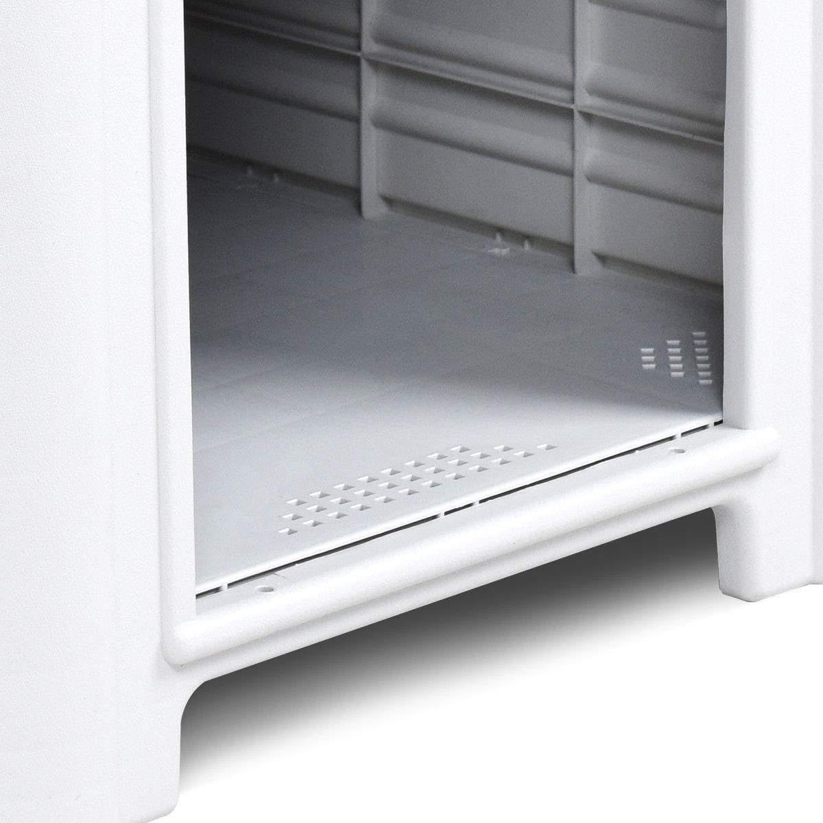 Lanco - Caseta para Perros Pequeños. Uso Interior y Exterior con respiraderos. Material Resistente. 75x59x66cm. Azul y Blanco.
