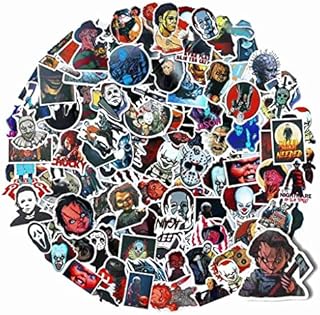 Alaxciax 100pcs Horror Stickers Horror Movie Stickers, Halloween Laptop Stickers for Adults Scary Halloween Theme Party Decor Skateboard Scrapbook stickers Pack Sticker for Teens Boys Girls Kids
