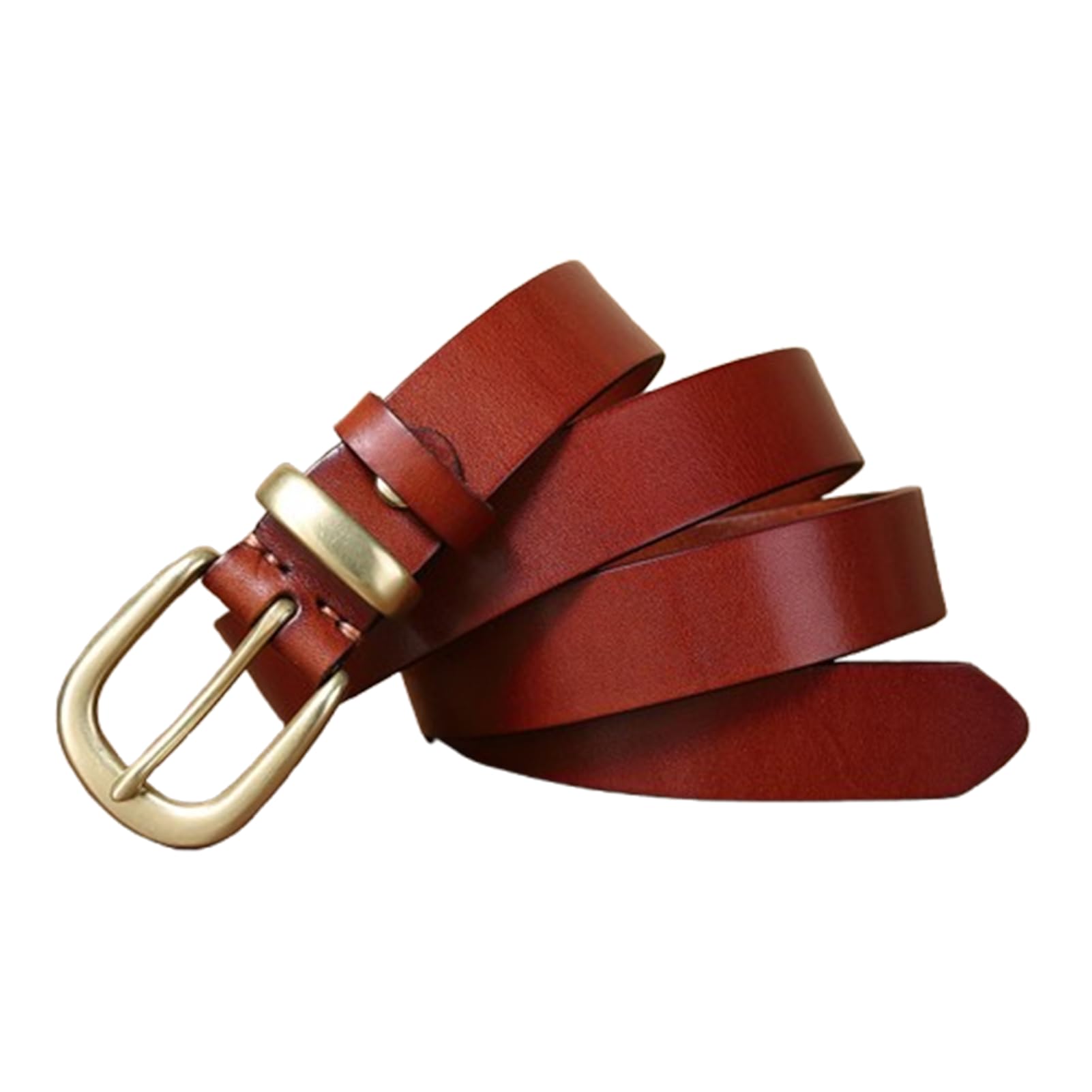 Cinturón Fino De Piel Vacuno For Mujer, 2,8 Cm Ancho, Con Hebilla Dorada Moda For Vaqueros Y Vestidos, 4 Mm Grosor