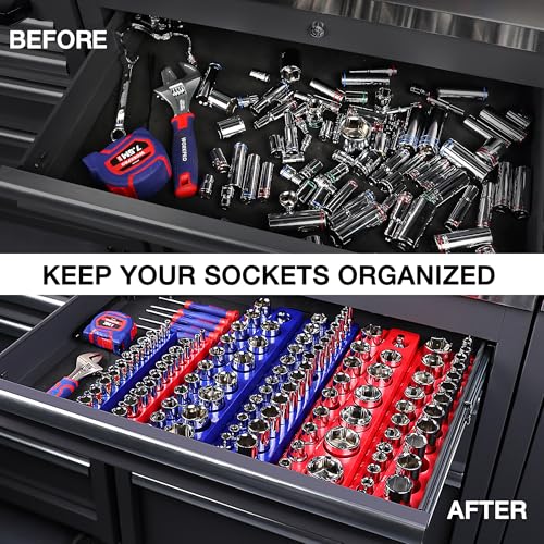 image for WORKPRO Magnetic Socket Organizer Set, 6-Piece Socket Holder Set Inclu