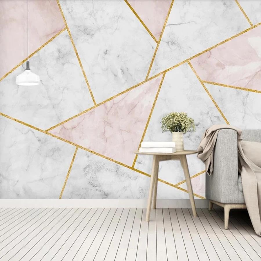 Papier peint intissé 3D rose marbre ILIYA salon cocooning - 2