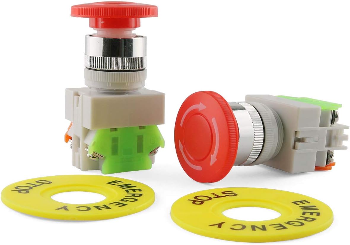 E-outstanding LAY37-11ZS Switch 2PCS AC 660V 10A 1NO 1NC DPST Emergency ...