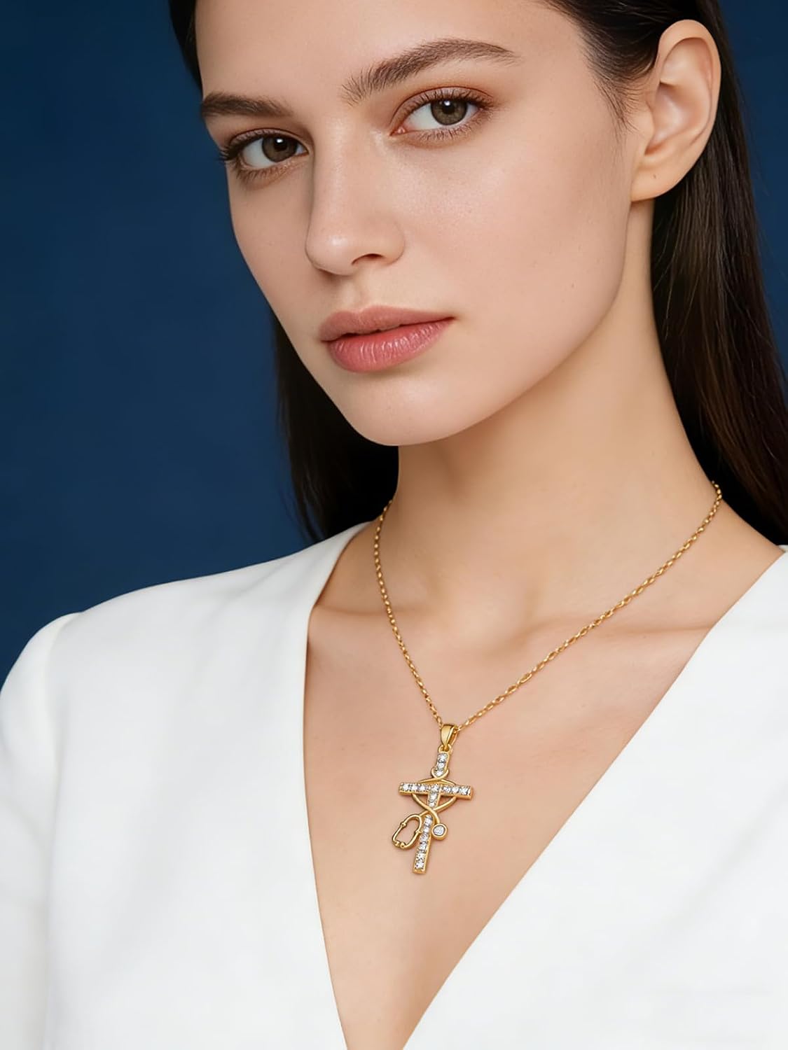 Cross Necklace for Women 14K Gold Cross Faith Pendant Necklace image 4