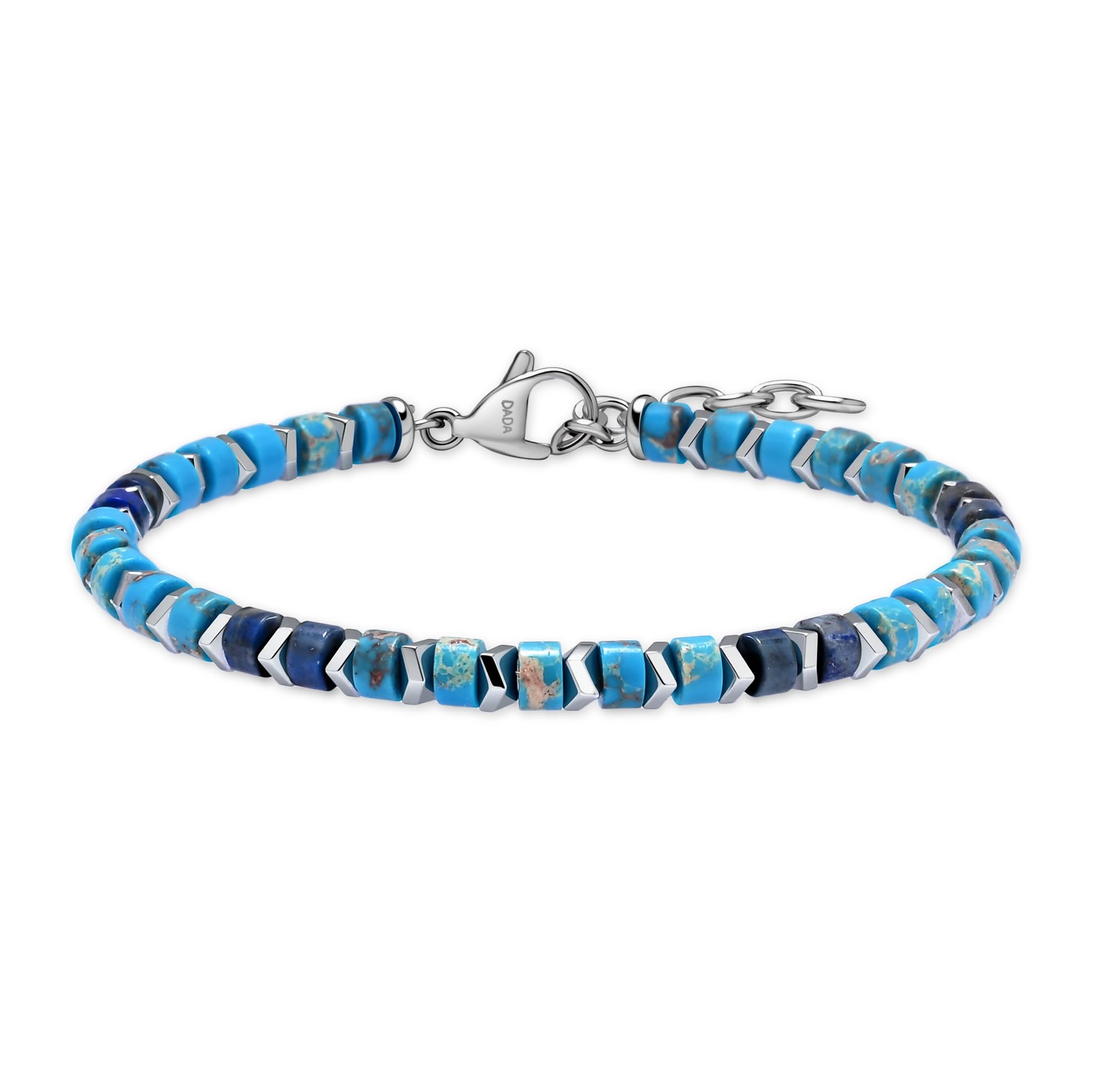 Dada Gioielli - Bracciale Uomo Donna con Pietre Naturali Multicolor e Acciaio Inossidabile, Design Moderno Elegante, Regolabile, Idea Regalo