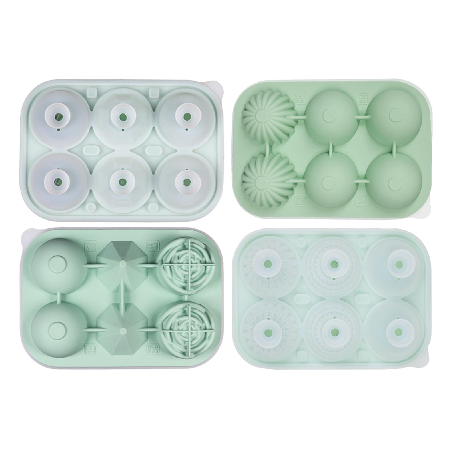 MALSSE 6 Cavity Leak Proof Ice Molds Portable Silicone Ice Cubes Container Tray High Efficiency Silicone Ball Maker Tray