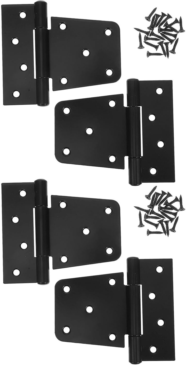 Zerodeko Heavy Duty Barn Door Hinges 3.5 Inch Black Gate Strap Hinges 4pcs for Garden Fence Shed Security Load-Bearing Outdoor Gate Hardware
