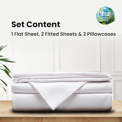 Miniatura 3 de Weddingly Sábanas certificadas 100% Tencel Split King Lyocell  Juego de 5 piezas  Tejido de satén  Carbono verdadero ceroSuave a la pielEtiquetas de