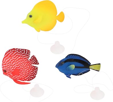 3Pcs Artificial Glowing Fish 3 Styles Colorful Fake Floating Clownfish Aquarium Artificial Fish Decor for Tank Glowing Effect, Real Looking Fake Moving