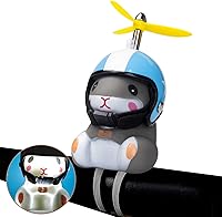 Vista 12 de wonuu - Campana de bicicleta con luz y casco, linda bocina de bicicleta con forma de hamster, decoración de salpicadero, campanas de bicicleta