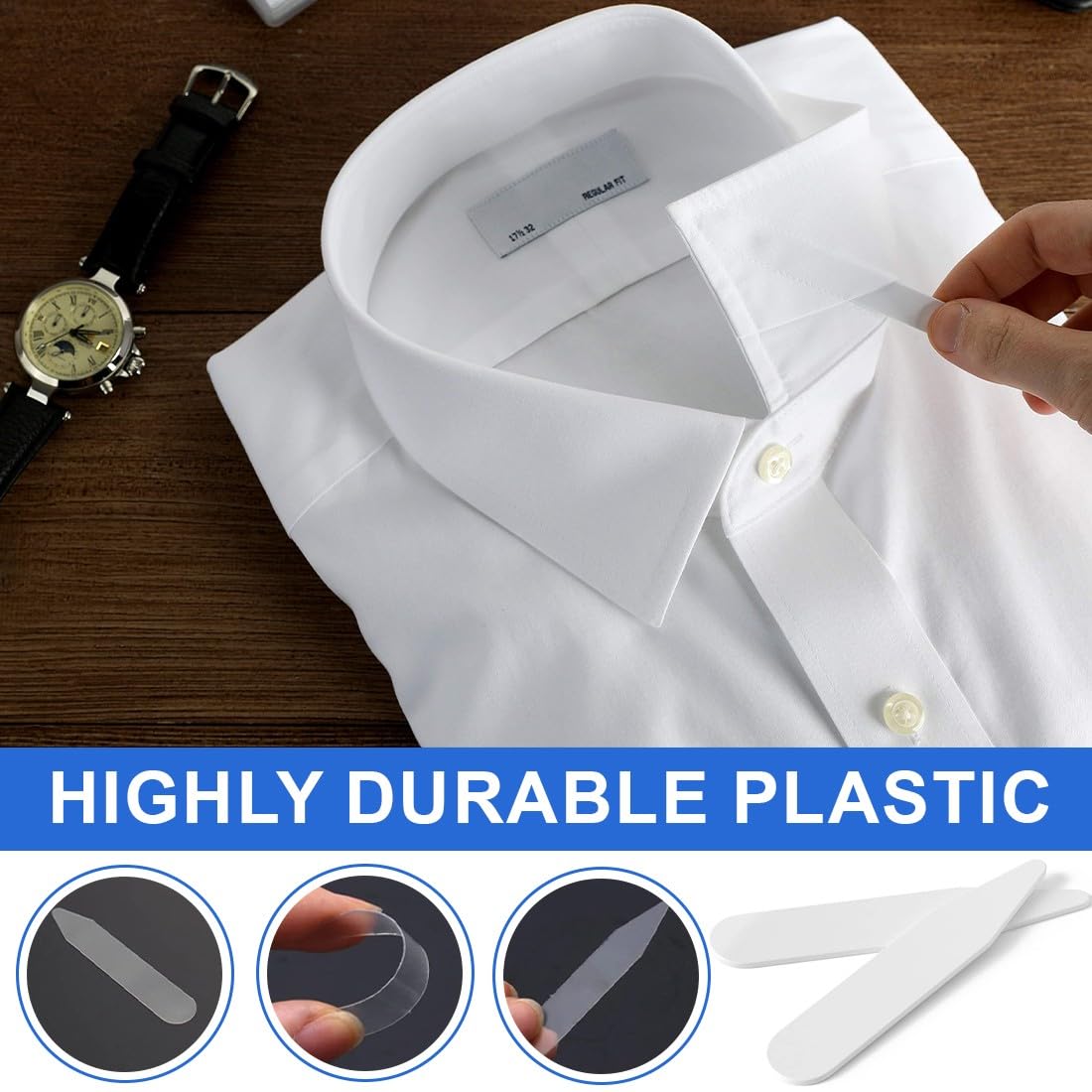 Collare rigido in plastica per camicie: 50 pezzi in diverse taglie, Rimane sempre ben posizionato, per una maggiore rigidità e resistenza, mantiene la forma del collo della tua camicia,