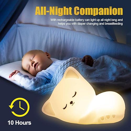 Miniatura 5 de Luz nocturna para niños, cambio de color, luz de noche para bebé, gatito, luz suave y brillante, los mejores regalos para niños y adultos