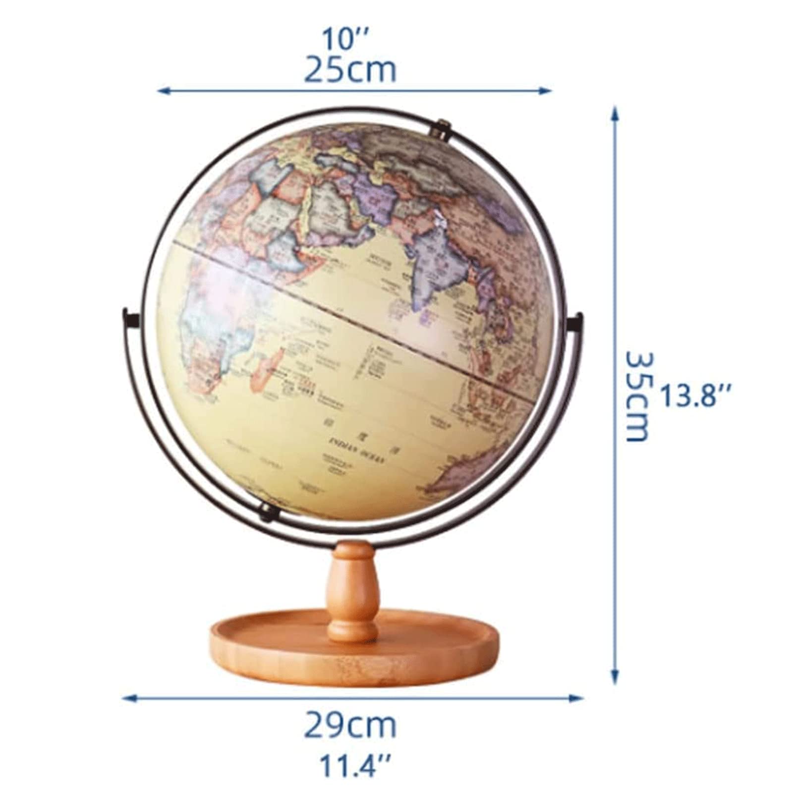 Innowacyjny globus podświetlany globus drewniana podstawa globusy 25 cm globus hd łatwe do odczytania Led geograficzne globusy zabawa edukacja