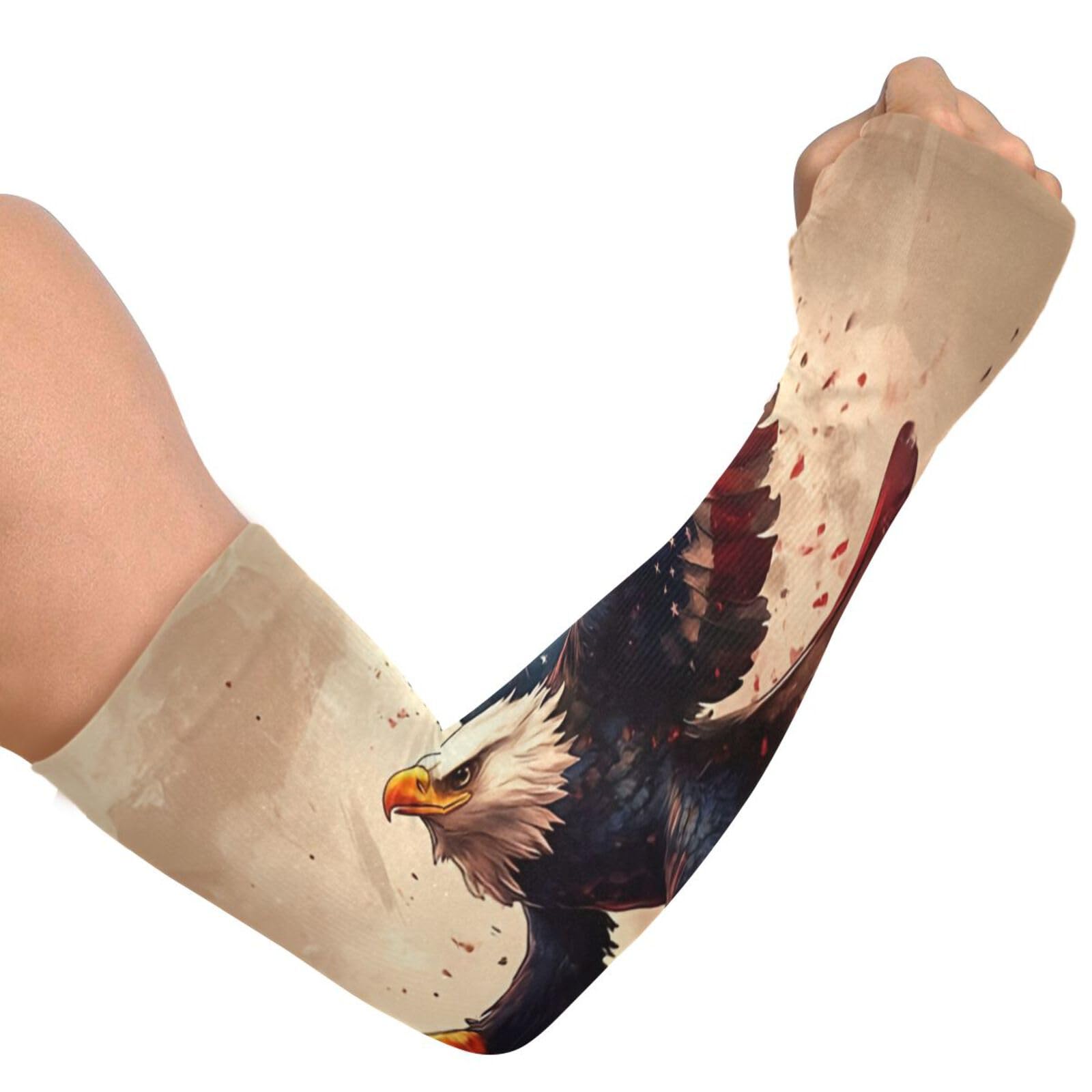 PaChyLuu Independence UV Sun Protection Arm Sleeves Cooling Compression Arm Sleeves with Thumb Hole for Men Women Golf Volleyball