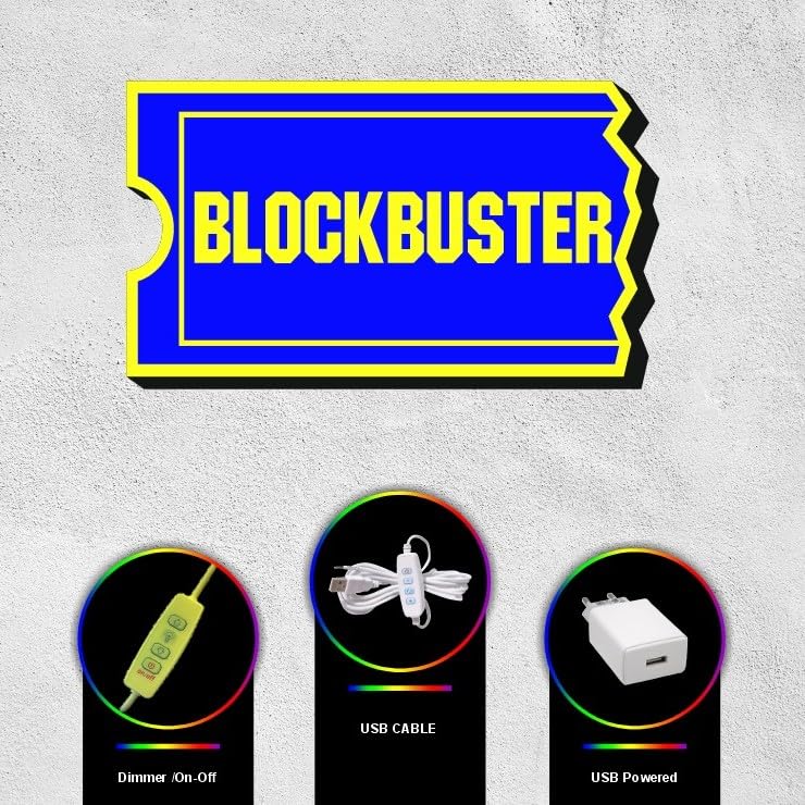 Blockbuster Led Sign Blockbuster Game 3DSIGN Blockbuster LED Sign - Nostalgic VHS Cassette ...