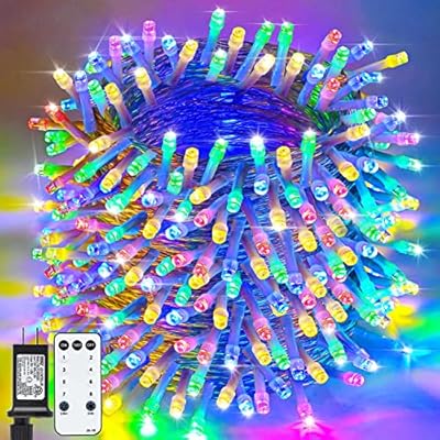 ZHOUDUIDUI Christmas Lights Outdoor, 800LED 330FT Multicolor String Lights 8 Modes Timer Plug in Waterproof Indoor Outdoor Christmas Lights for Christmas Wedding Garden Yard Party Tree Decoration