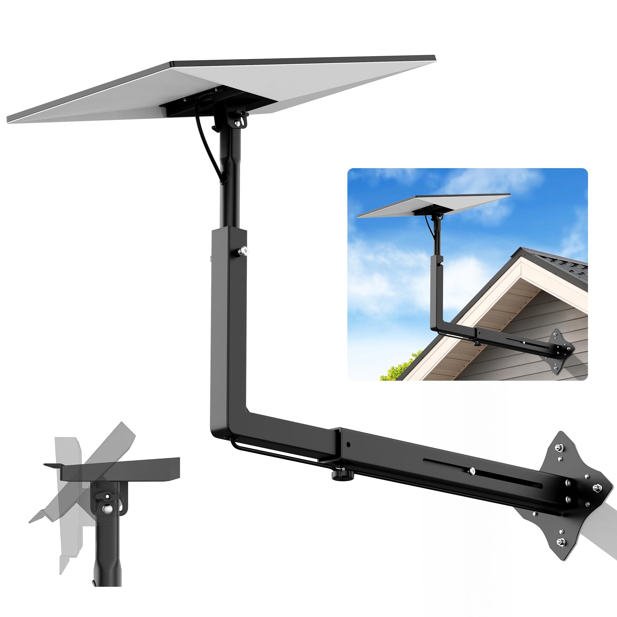 Verlängerte Starlink Halterung für Gen 3/Standard 4X/4 , 55-80CM Verstellbare Starlink Standard Gen 3 Halterung Lang Wandhalterung mit Rohradapter für V4 Antenne