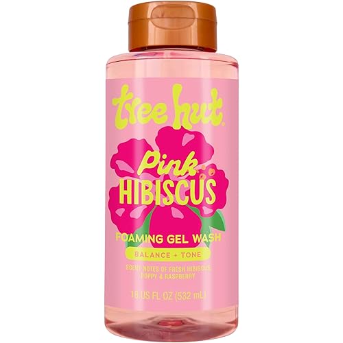 Tree Hut Pink Hibiscus Foaming Gel Wash, Hydrating & Moisturizing Body Wash with Shea Butter & Nourishing Essential Oils, Daily Cleanser for Soft Smooth Skin, 18 fl oz