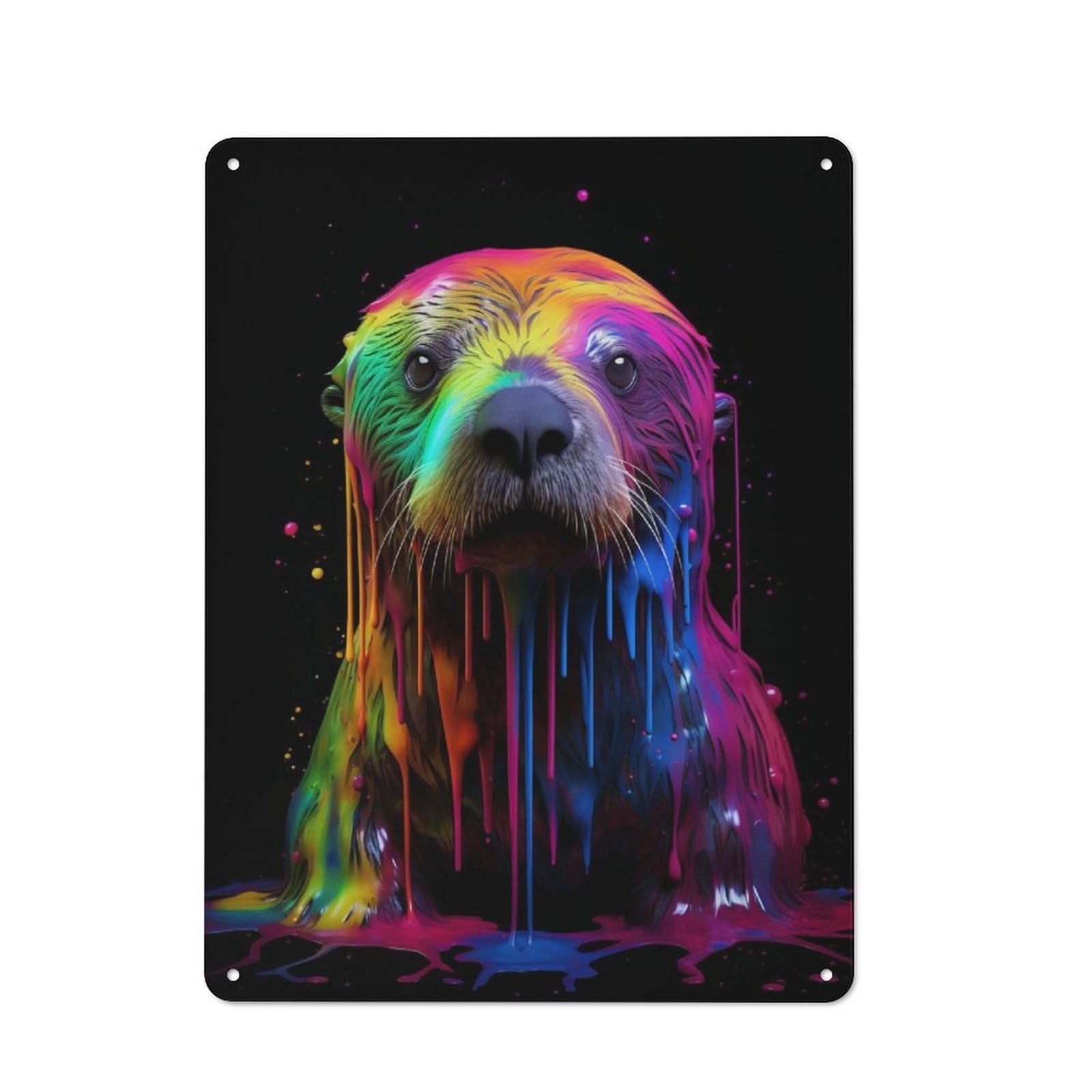 Junmoney Rainbow Sea Otter Vintage Tin Sign 40X30cm With For Garage Wall, Suited To People Furnishing A Garage