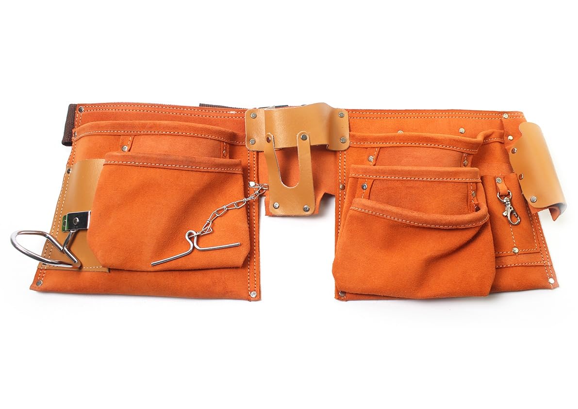 Ceinture à outils durable avec 2 sacs et 10 partitions pour ranger le matériel