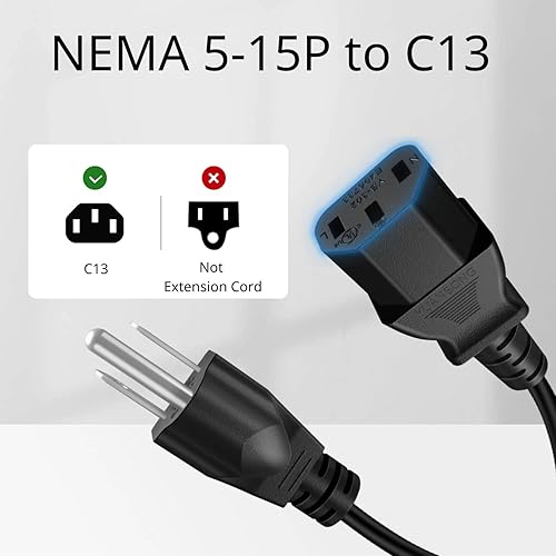 Miniatura 3 de Cable de alimentación universal TNP - NEMA 5-15P a IEC320C13, cable de alimentación, enchufe conector, negro, CBL_SJT18_3P_C13_1F