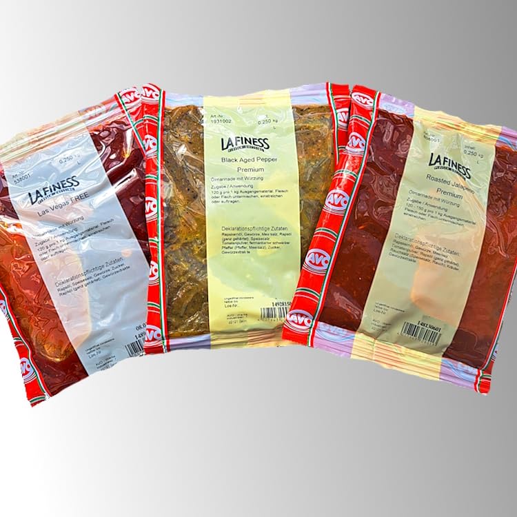 BBQ Trio Tex Mex Classics 3 x 250 Gramm, Lafiness Trio AVO, Tex Mex Fertigmarinaden im Superset, Ölmarinade - ohne Glutamat, ohne Allergene