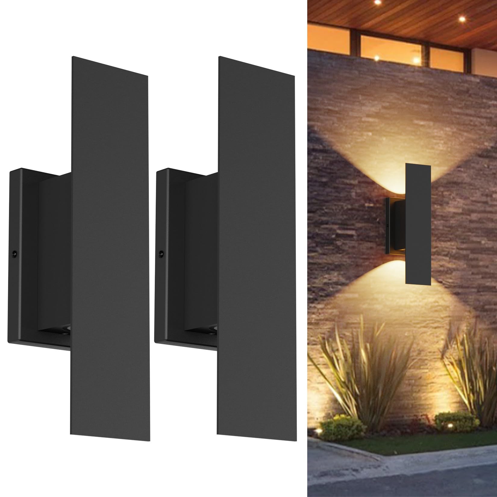 LED Outdoor Up-Down Wall Sconces (Pair)