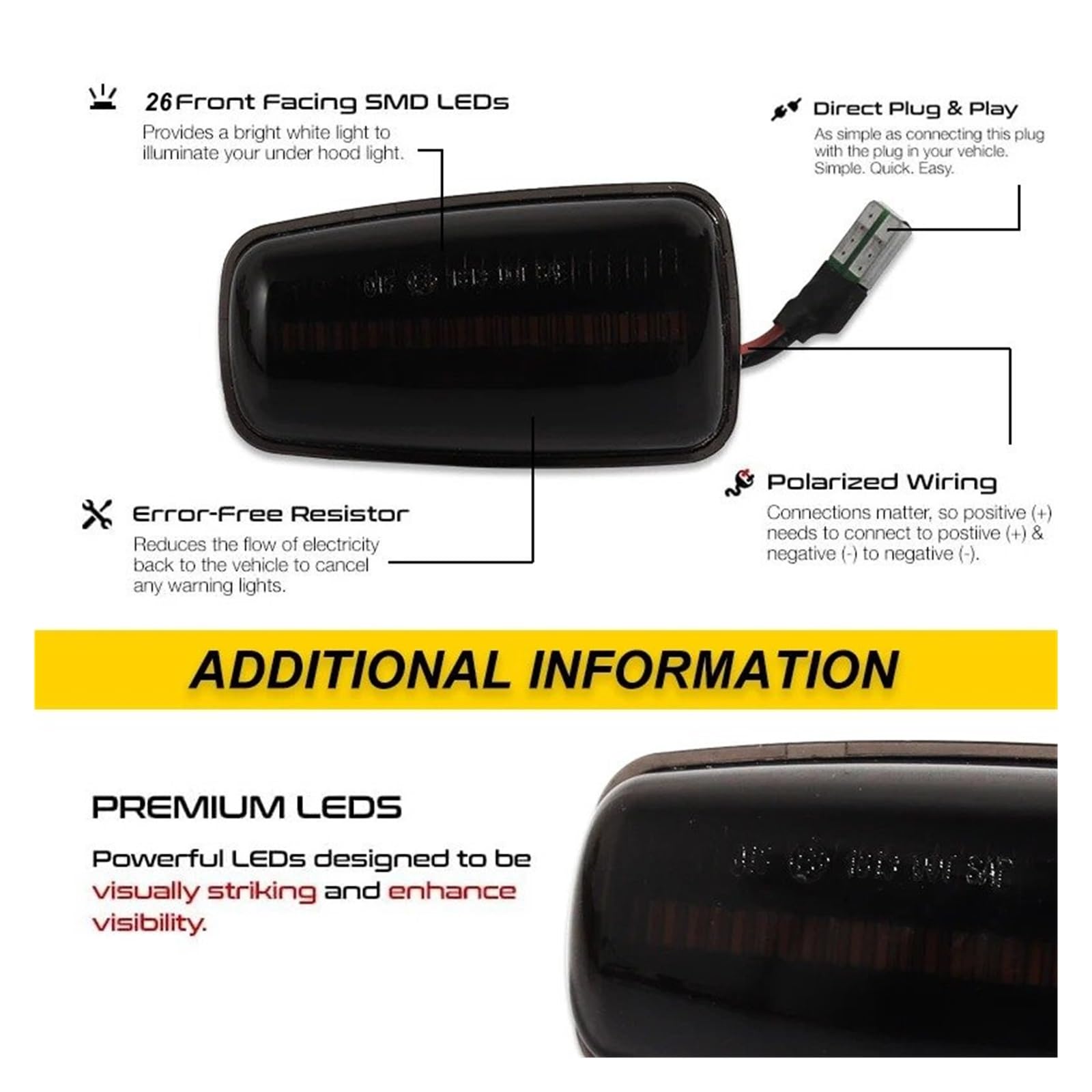 Marqueur Latéral Clignotant Feu De Position Latéral Dynamique Clignotant LED Pour Peugeot 306 106 406 806(Smoked Len)