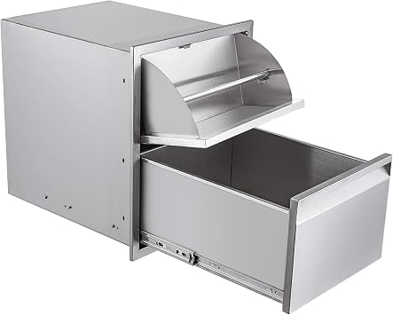 17" W Outdoor Kitchen Single Drawer with Paper Towel Holder Combo Works with Your Grilling or Prep Zones Flush Mount for Outdoor Kitchen IslandOverall Size17" W x 21" H x 21" D inch
