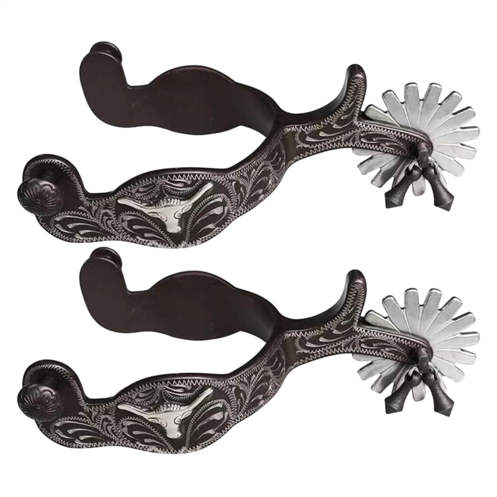 Western Rowel Profesional - Fijación de talón de acero inoxidable, vástago grabado laborioso, hardware de precisión para el control de caballos | Kit de accesorios para equipo de entrenamiento de
