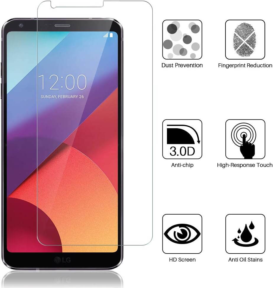 [3 Pack] LK Screen Protector for LG G6, Tempered Glass [Easy Installation] HD Clear, Scratch-resistant