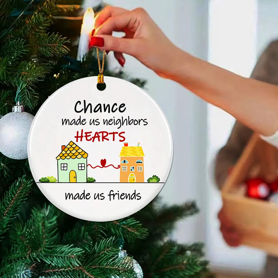 Condition photo showing New/Like New for Neighbor Christmas Ornaments 2025, Chance Made Us Neighbors Ornament, Neighbor Gifts for Christmas, Neighbors and Friends Gifts Ideas, Best Neighbor Ceramic Ornaments