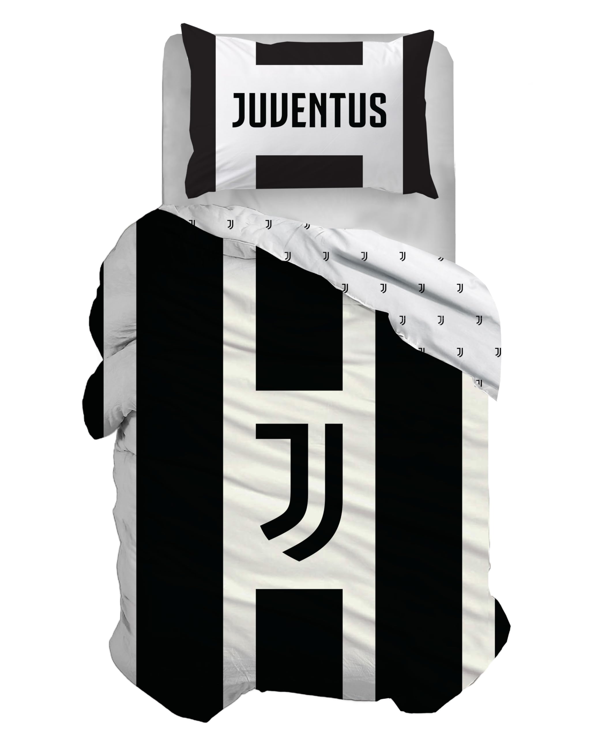 hermet Juventus F.C. Single Cotton Duvet Cover Set, 100% Cotton, 155 x 200 cm, Pillowcase 50 x 80 cm, Official Product, No Fitted Sheet