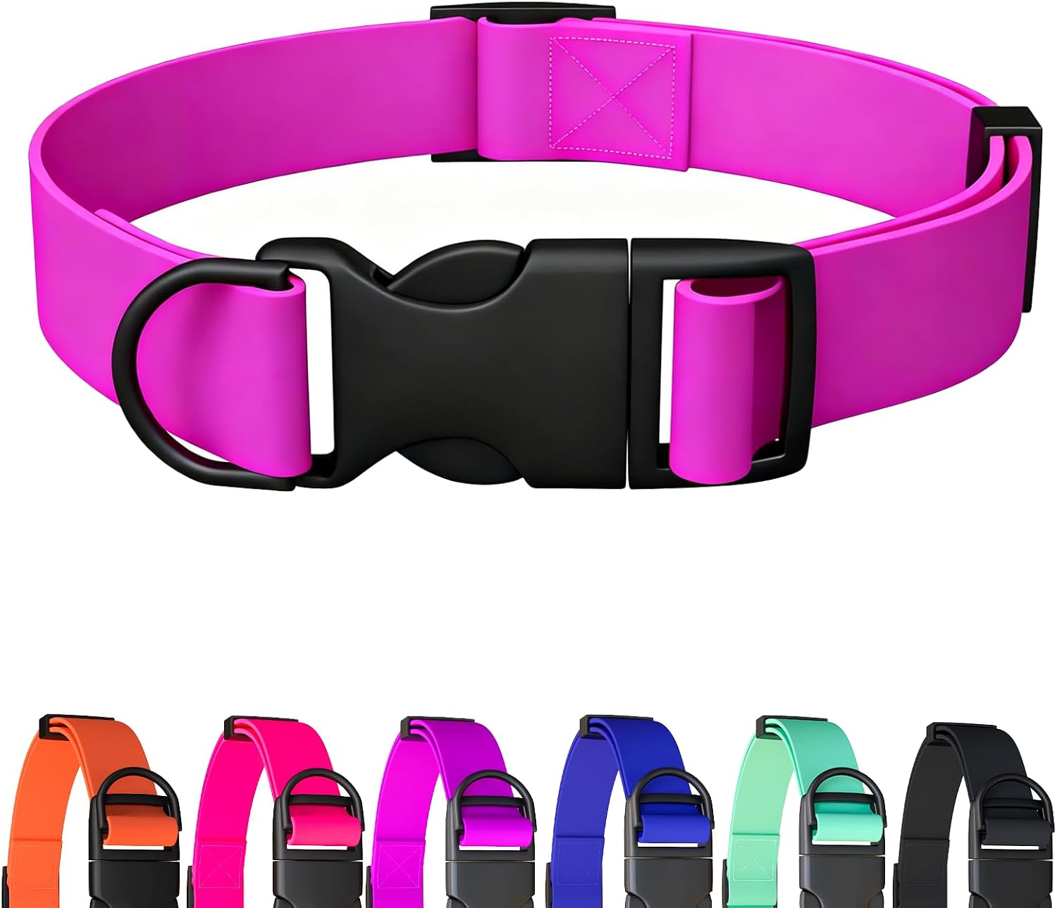 Waterproof Dog Collar Durable and Easy to Clean Rubber Dog Collars Odor-Proof Fits Small Medium Large Dogs (Orange, Small (9.5-14.2” Neck)) image 5