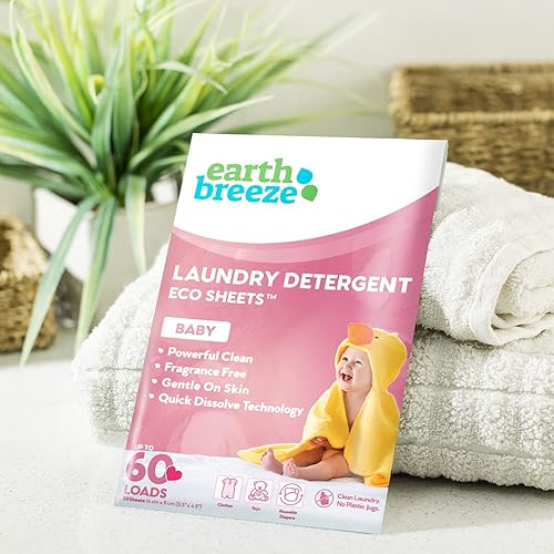 Miniatura 6 de Earth Breeze Sábanas de detergente para lavandería fórmula para bebés sin jarra de plástico 60 cargas 30 hojas tecnología sin líquido