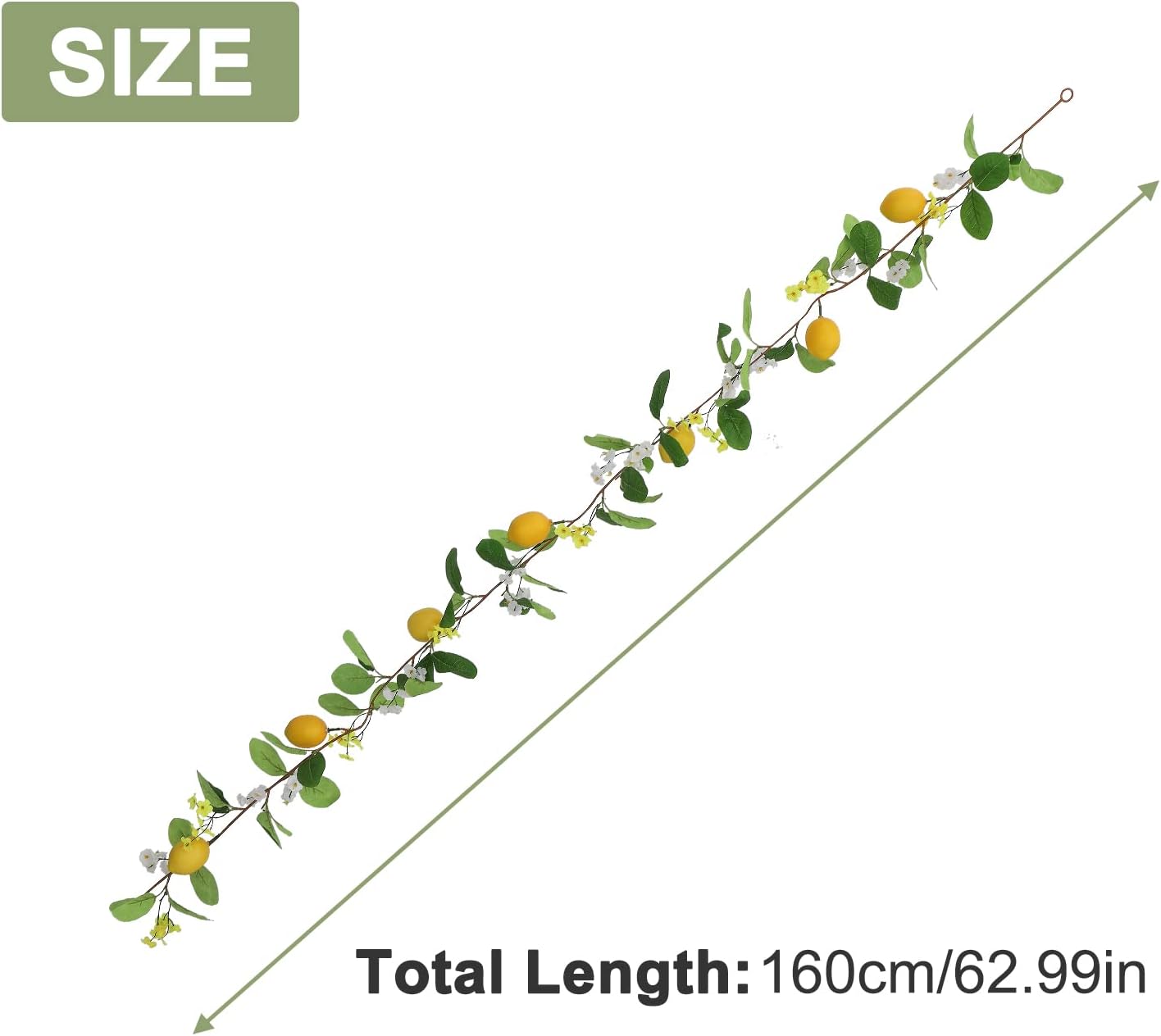 63 Inch Artificial Lemon Greenery Garland Fake Spring Summer Fruit Vine Garlands with Lemons and Flowers Faux Lemon Garland Wreath for Front Door Wall Table Home Wedding Decorations (2PCS)