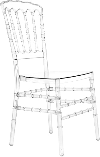 Juego de 4 sillas Napoleón transparente, silla acrílica, sillas de comedor de plástico moderno, sillas de cristal transparente sin brazos para boda,