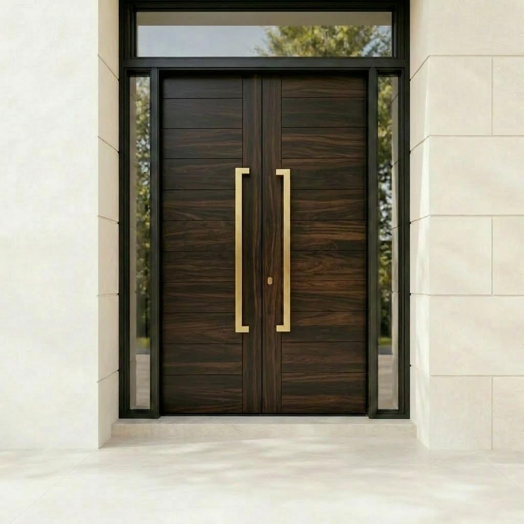 Modern Contemporary Long Stainless Steel Push Pull Door Handle for Home Entrance Glass Shower Wooden Barn & Office Store Shop Doors - Brass Gold - 48 Inches