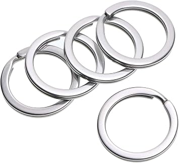 Shapenty 100PCS Stainless Steel Key Rings Bulk Flat Split Key Chain Part Connector Keyring Clip Keychain Clasp Holder for DIY Craft Project and Home Car Keys Organization (Stainless Steel,1 Inch/25mm)
