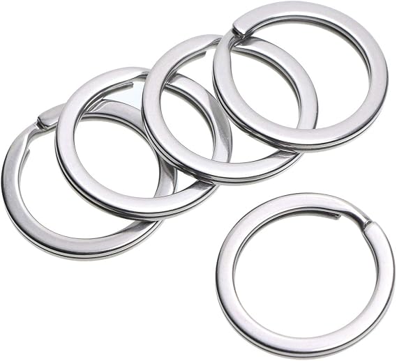 Shapenty 100PCS Stainless Steel Key Rings Bulk Flat Split Key Chain Part Connector Keyring Clip Keychain Clasp Holder for DIY Craft Project and Home Car Keys Organization (Stainless Steel,1 Inch/25mm)