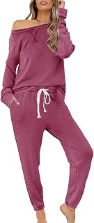 Zilcremo Women Two Piece Outfits Pajamas Set Long Sleeve Pullover Tops and Long Pants Sweatsuits Tracksuits