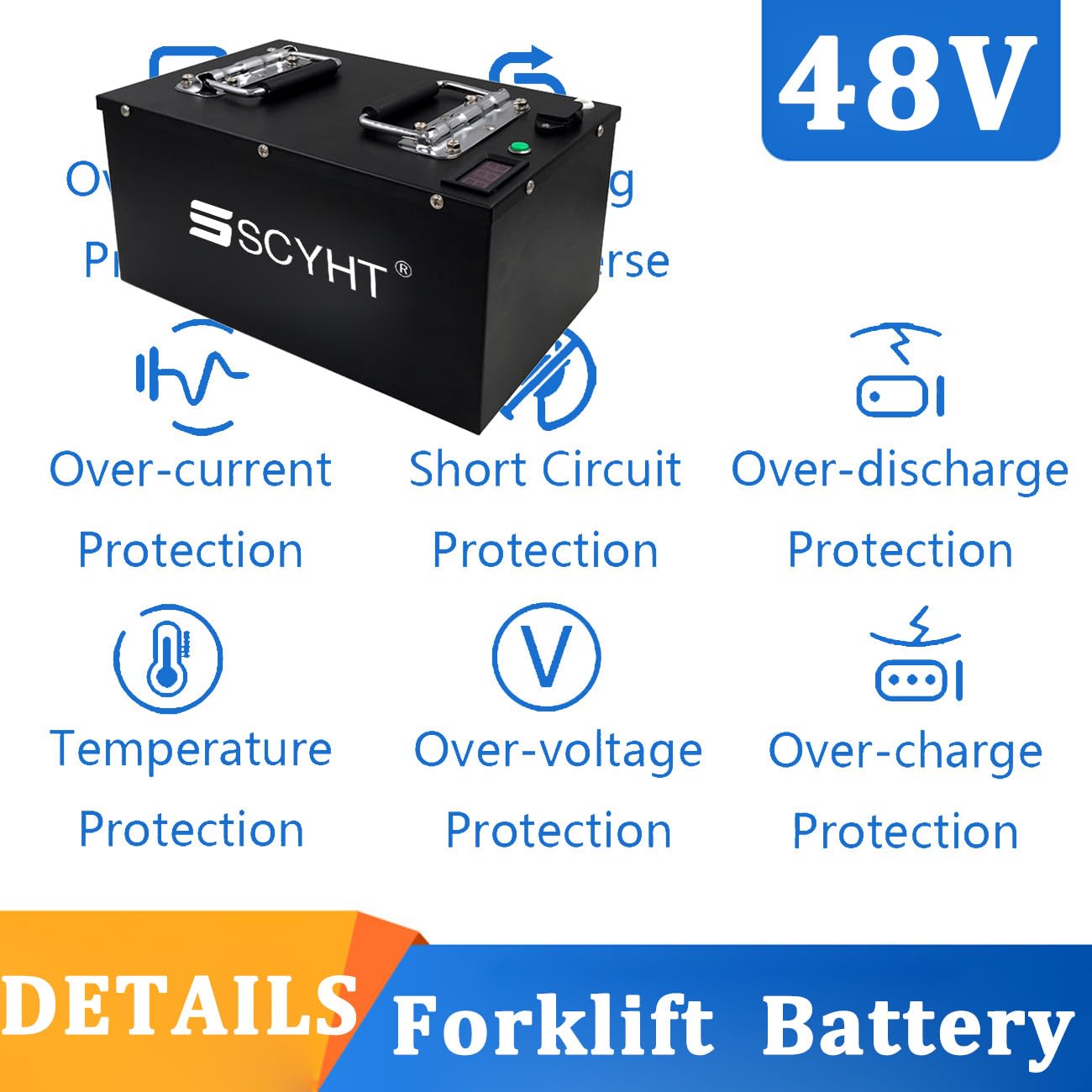 Batteria al litio 48V 60Ah 46Ah 50Ah Batteria LiFePO4 48V Batterie carrelli elevatori Batterie di ricambio per moto transpallet per motori 1000W a 2900W,48v46ah character 3pins