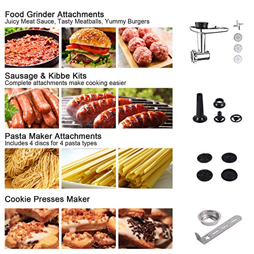 Aifeel Stand Mixer 800W, All Metal 8 In 1 Kitchen Electric Dough Mixer With Meat Grinder, Blender,Dough Hook, Whisk, Beater, Pasta Disc Etc, 8 Speed, 5.5L Bowl, Lcd Screen With Timing Function #TOP3