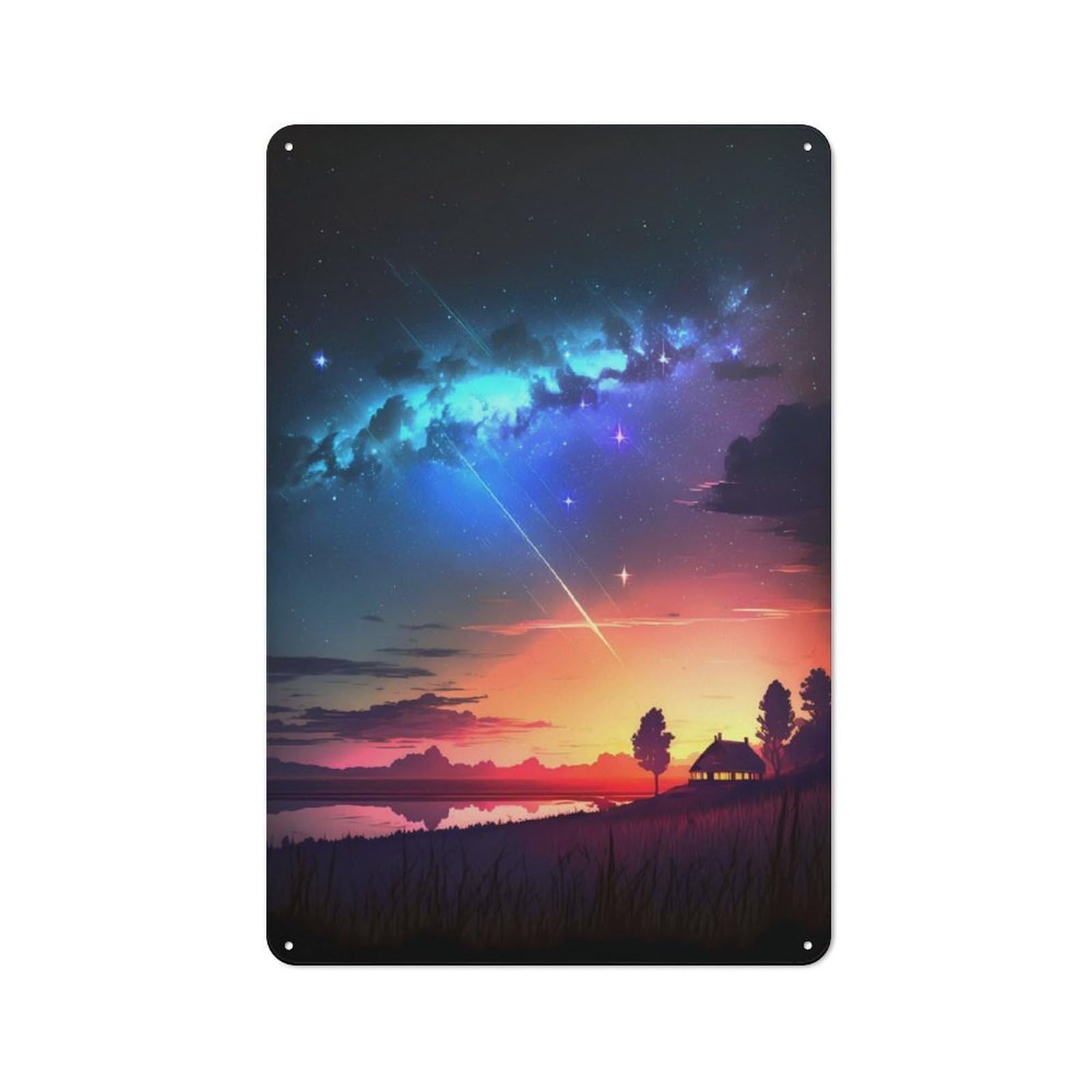 Junmoney Galactic Sunset Reverie Retro Metal Plaque 30X20cm For Bar Or Restaurant, Suited To Restaurant Interior Fans