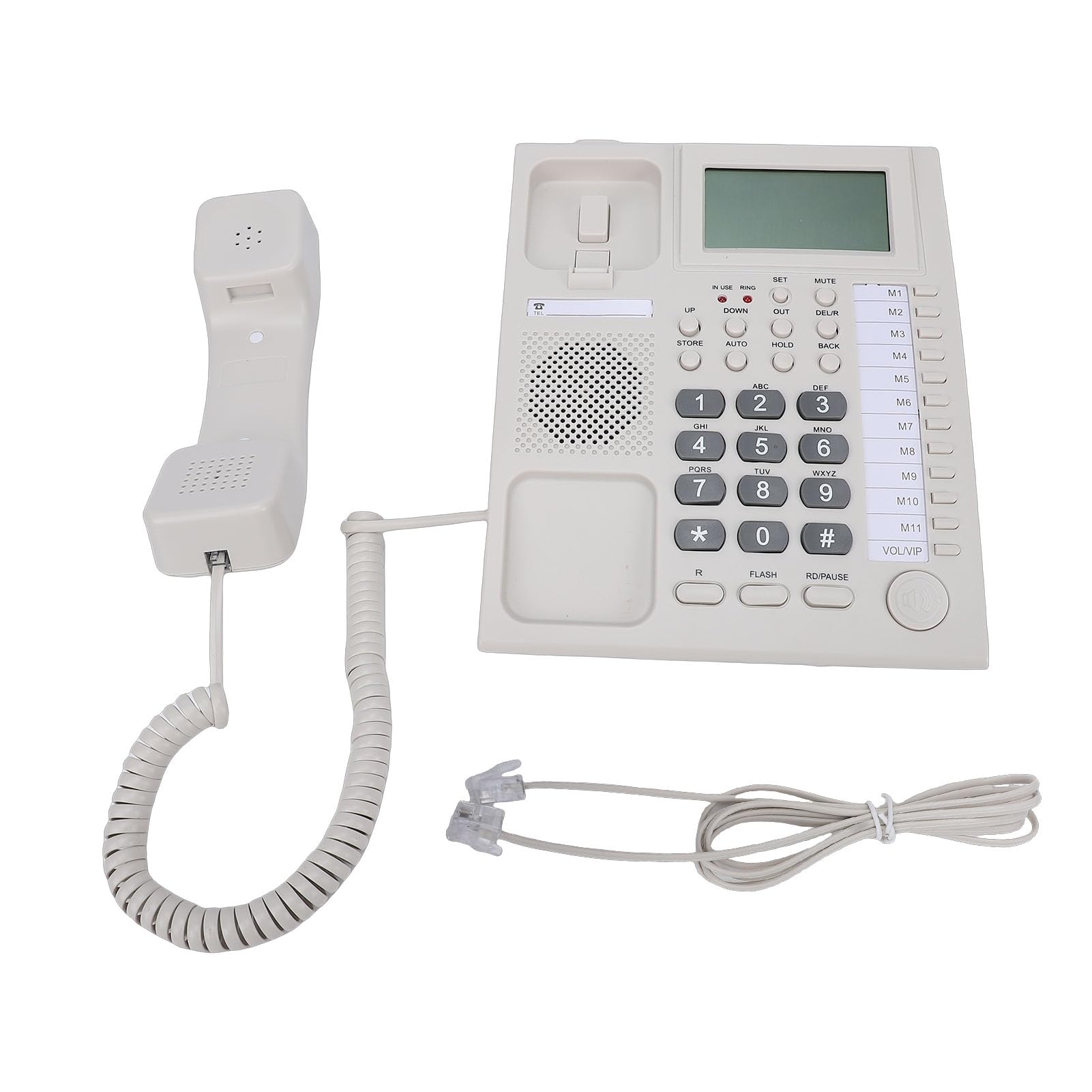 Generic Telefono Fisso Big Key Blocco Chiamate Avanzato Vivavoce per Famiglia e Ufficio Beige